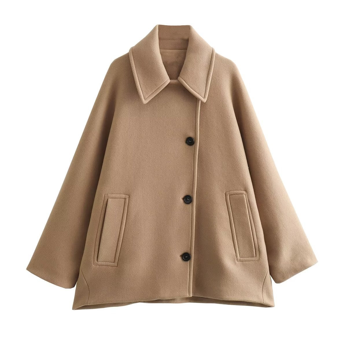 Manteau en Laine Élégant à Revers pour Femme – Mode Automne & Hiver