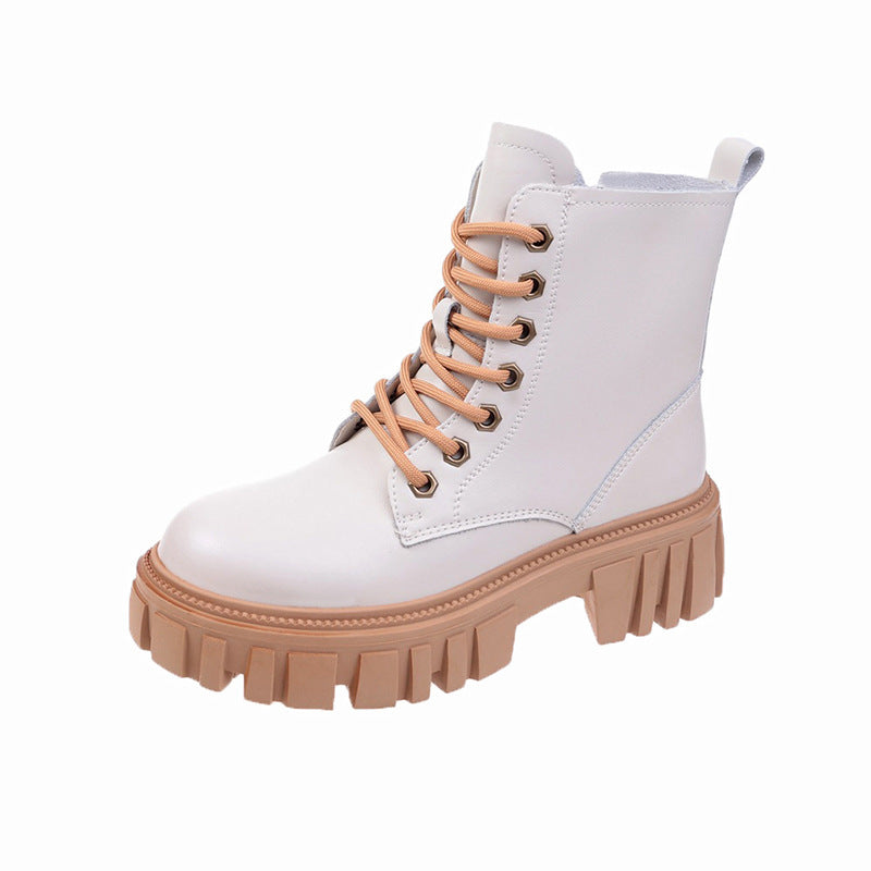 Bottes Martin à lacets pour femmes – bout rond, automne-hiver