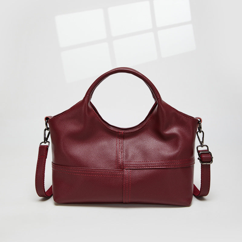 Sac à main en cuir bordeaux – Élégance & Polyvalence au Quotidien