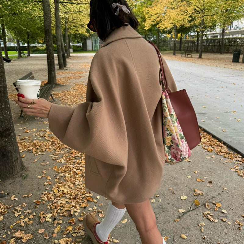Manteau en Laine Élégant à Revers pour Femme – Mode Automne & Hiver