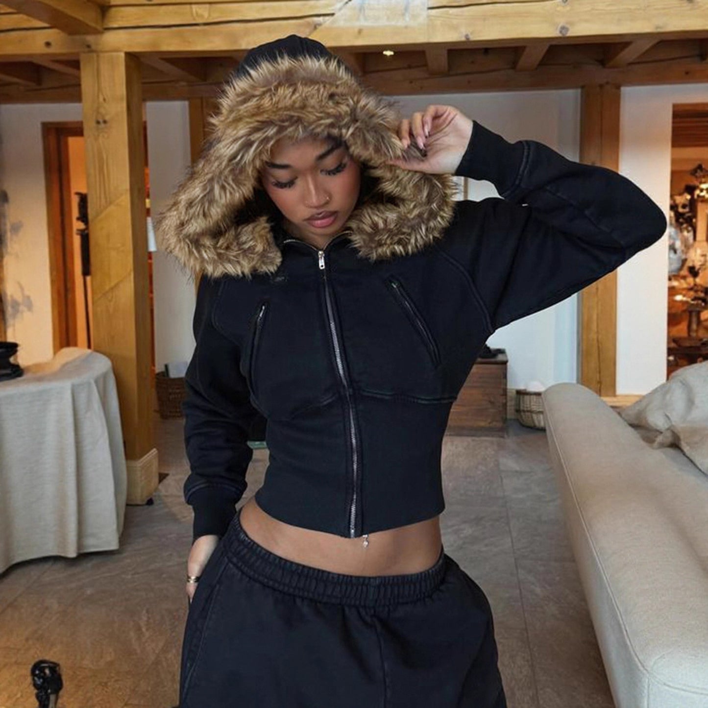 Veste à coutures streetwear pour femme