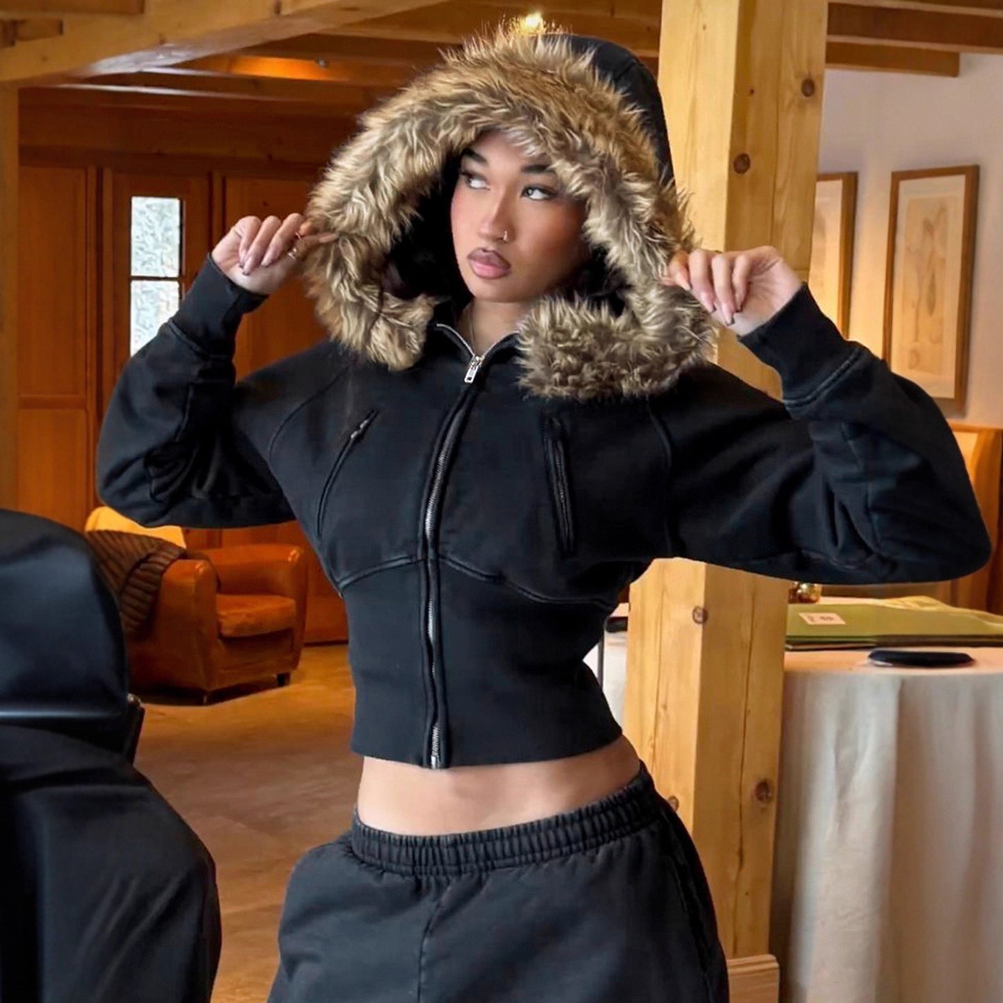 Veste à coutures streetwear pour femme