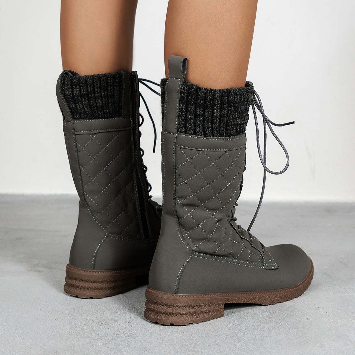 Bottines streetwear pour femmes – look cowboy à lacets, talon bloc