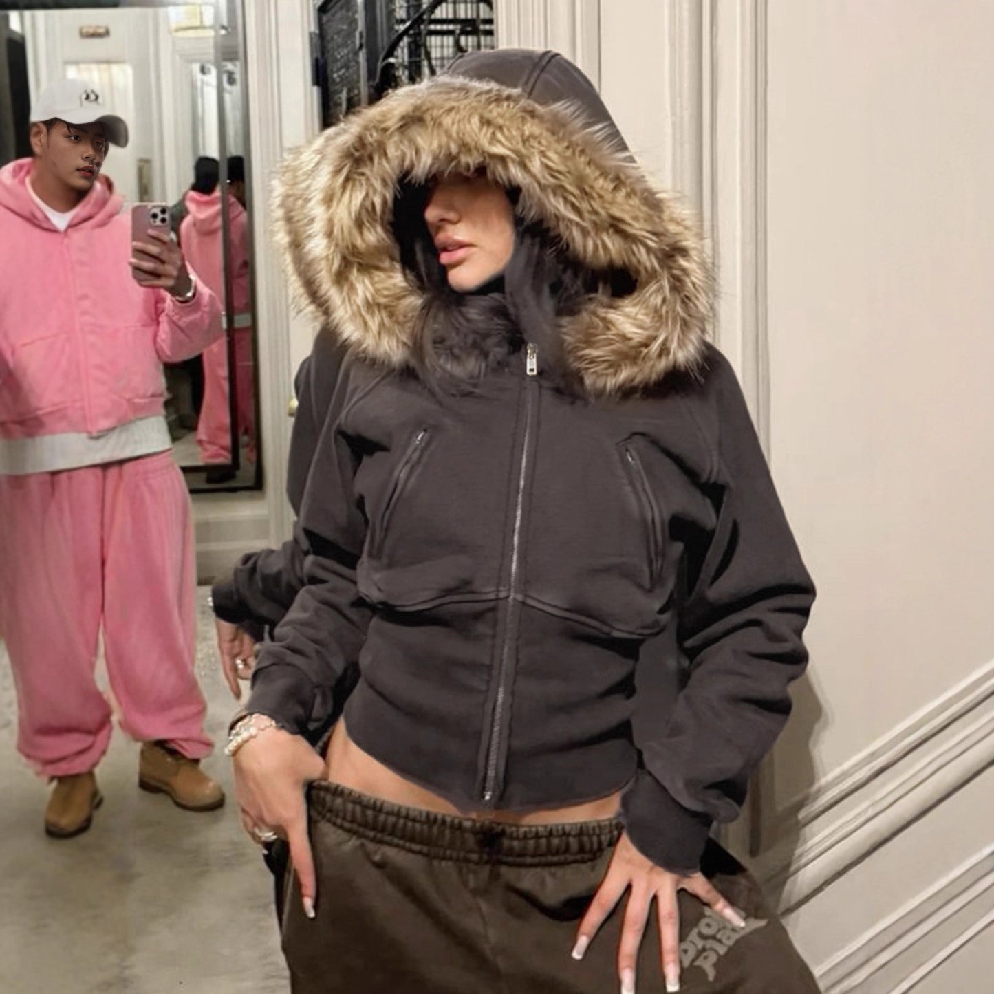 Veste à coutures streetwear pour femme