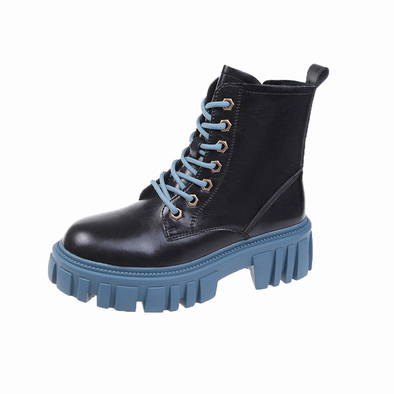 Bottes Martin à lacets pour femmes – bout rond, automne-hiver