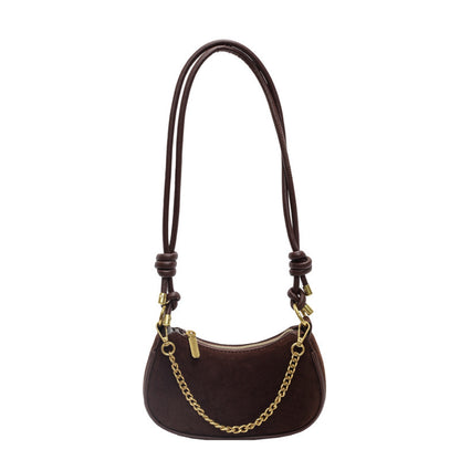 Sac à épaule vintage en daim avec chaîne dorée