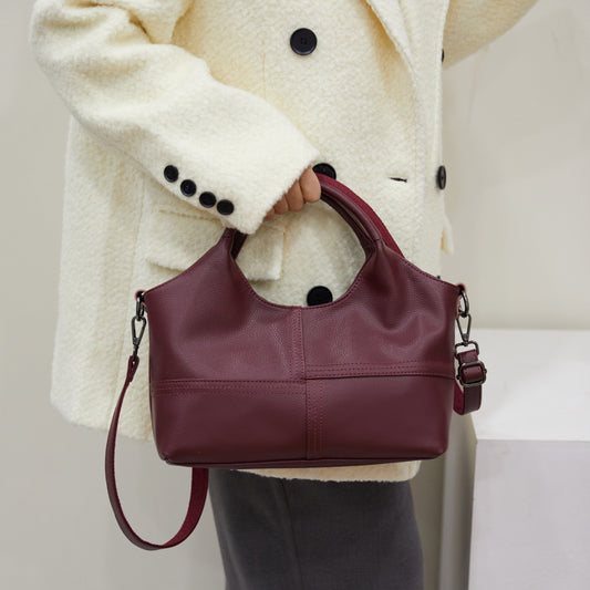 Sac à main en cuir bordeaux – Élégance & Polyvalence au Quotidien