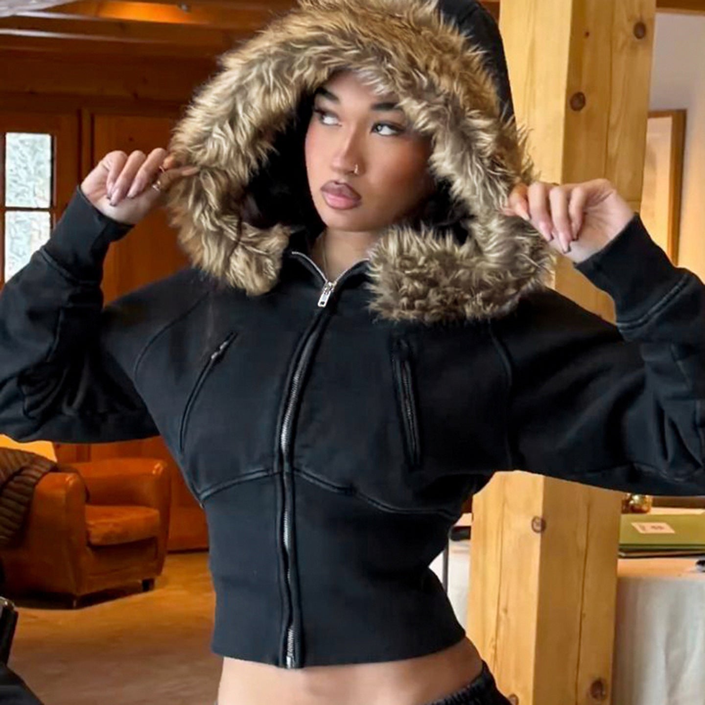 Veste à coutures streetwear pour femme