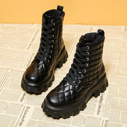 Bottines fashion à lacets pour femmes – style masculin et semelle épaisse