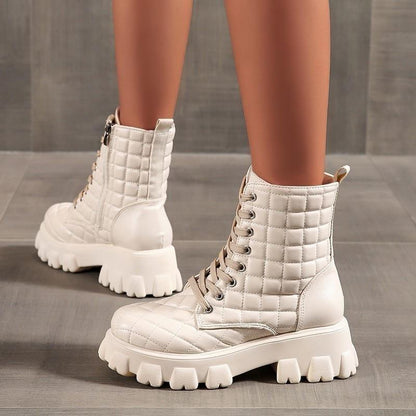 Bottines fashion à lacets pour femmes – style masculin et semelle épaisse