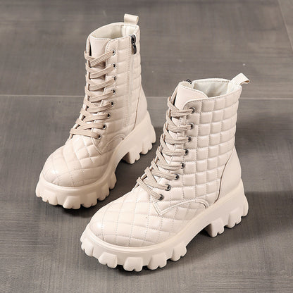 Bottines fashion à lacets pour femmes – style masculin et semelle épaisse